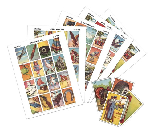 Loteria Mexicana Extendida Vintage - 100 Cartas Imprimible