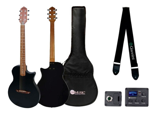 Violão Giannini Stage Ceq Sbk Flat Aço Maciço Black Satin