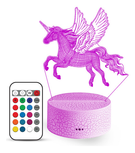 Luz Nocturna Unicornio Para Niña 3d Creativa Que