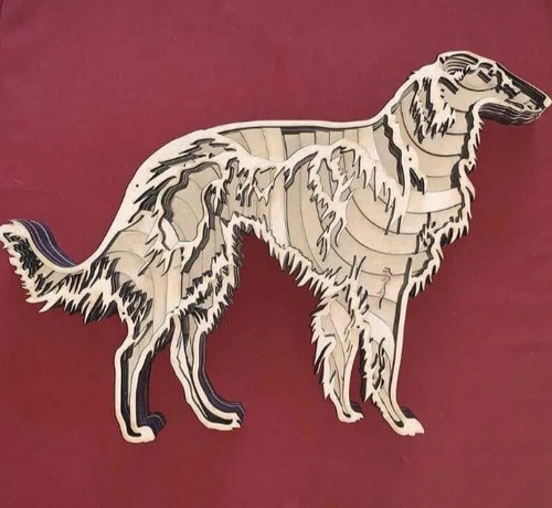 Vector 3d Borzoi Ruso Multicapa Corte Láser Cnc Ai Dxf W036