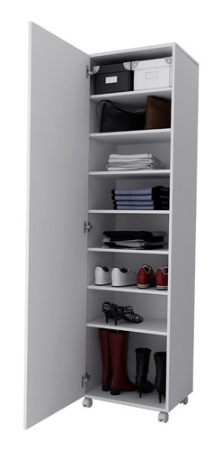 Imagen 2 de 10 de Zapateros Botinero Con Estantes Multiuso 1 Puerta Con Espejo Y Ruedas - 1424
