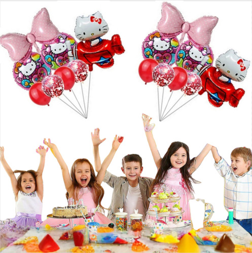 Globos Metálicos Hello Kitty Fiesta Cumpleaños Decoraciones Lunares