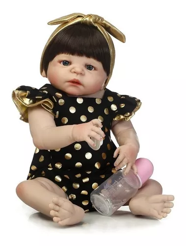 Boneca Bebe Reborn Menina 100% Silicone 55 Cm - 12x S/ Juros