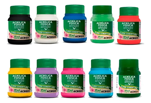 Tinta Acrílica Fosca 37ml - Kit Escolha 10 Cores - Acrilex