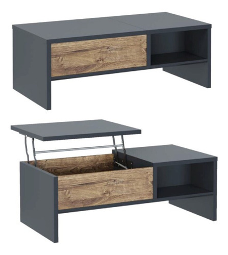 Mesa De Centro Elevable Tibet Color Negro/marrón Tu Mesita