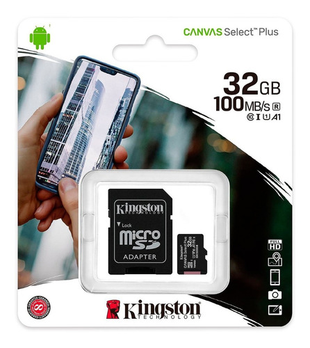 Memoria Microsd Kingston 32gb Canvas Select Clase 10 100mb/s