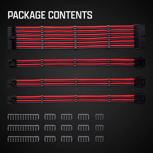 Kit Cables Atx Tecware Atx24 Pci-e 6+2 Eps 4+4 Rojo Y Negro