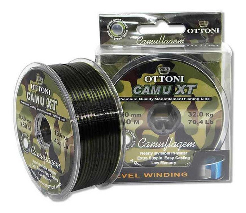 Linha Mono Camu Xt 0,25mm C/ 300m Resist 8,97 Kg Camuflada