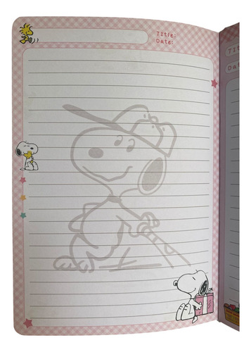 Set Libreta Pasta Dura Snoopy + Postit Snoopy Con Caballete
