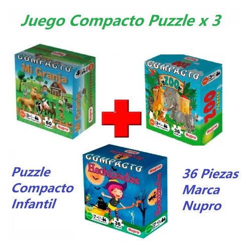 Combo X 3 Puzzle Rompecabezas Compacto Infantil 36 Pzas 