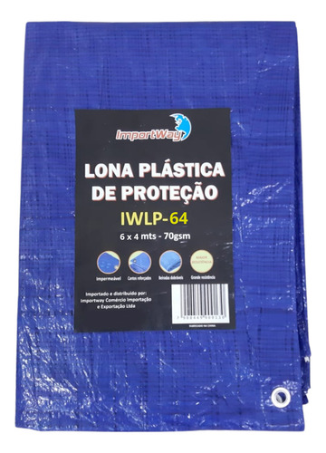 Lona Plástica Impermeável 6x4 Mts Carreteiro Reforçada Azul