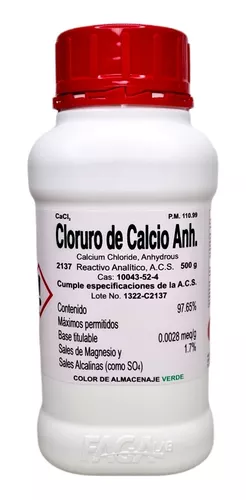 Cloruro De Calcio Anhidro Granular R. A. 500g Marca Fagalab