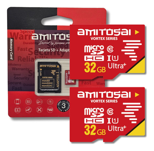 2x Memoria Sd 32gb C 10 U1 Serie Vortex Amitosai Mts-rocket