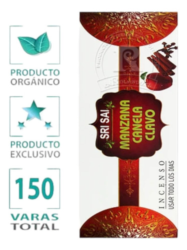 Incienso Orgánico Manzana-canela-clavo 150 Varas Aprox.