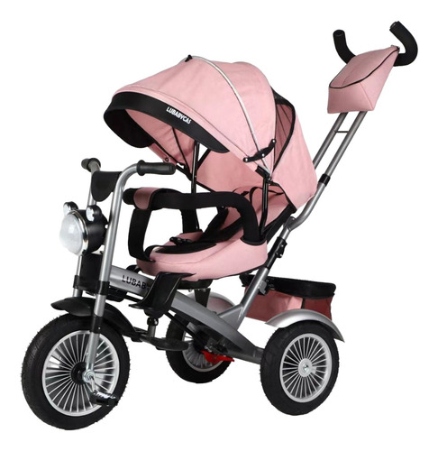 Triciclo Multifuncional 360° Con Foco Lubabycas Rosado