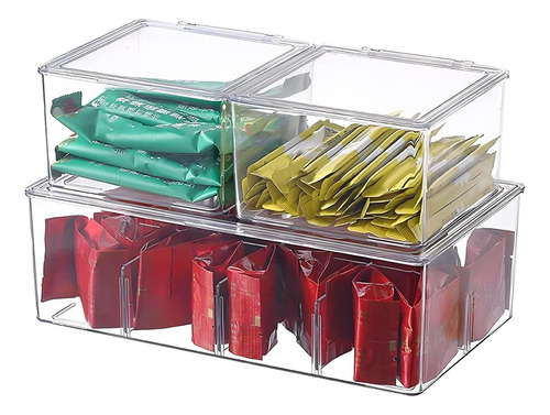 Caja Para Te, 3 Pcs Organizador Caja Para Bolsas Té Con Tapa