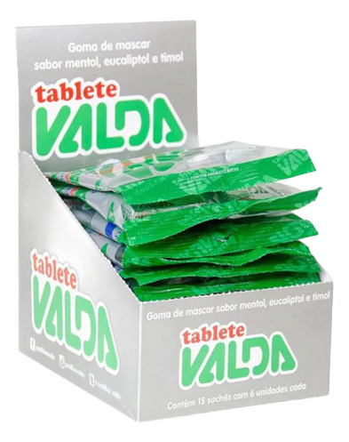 Display Goma De Mascar Mentol, Eucalipto Sashe 15x24g Valda