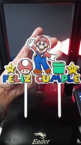 Topper Decoración Feliz Cumpleaños En 3d - Mario Bross