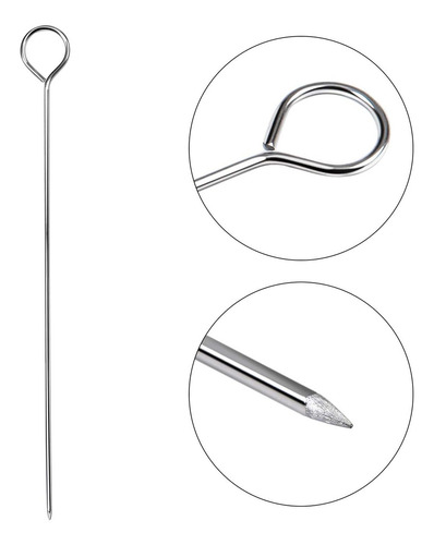 Set 120 Pinchos Brochetas Anticucho Acero Inoxidable 20cm Color Plateado Brocheta