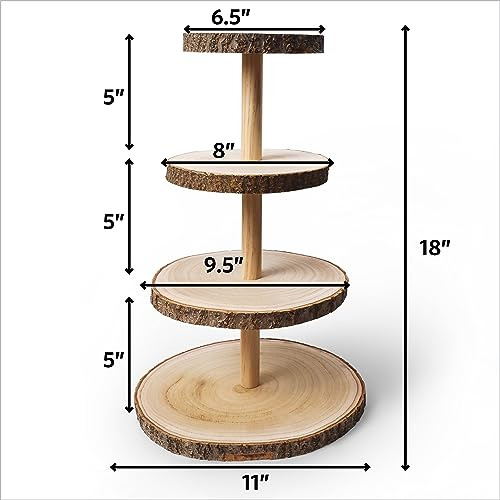 Torre De Postres Rústica De 4 Niveles Para Eventos Y Bodas