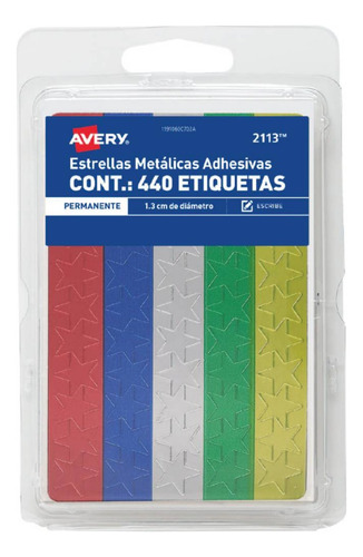 440 Etiquetas Estrella Adhesivas Avery Metalicas Calcomanias