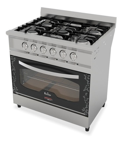 Cocina industrial Fornax Versátil Eco CV86 EV a gas 6 hornallas acero inoxidable puerta con visor