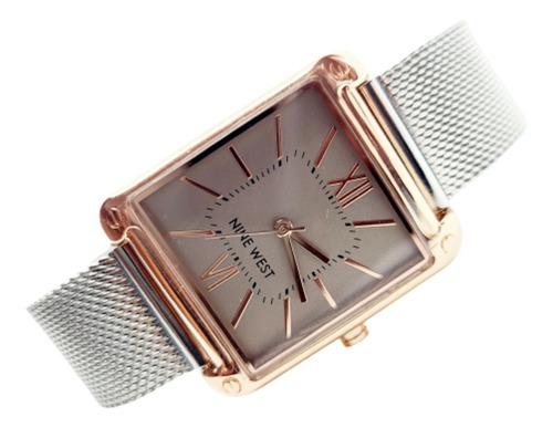 Reloj Mujer | Nine West | Cuadrado | Rose Gold & Plateado 