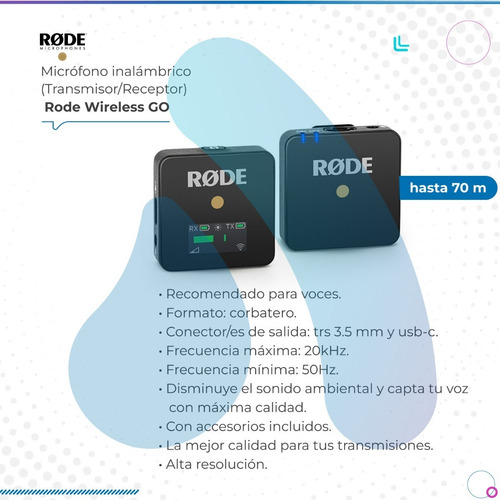 Imagen 2 de 9 de Micrófono Rode Wireless Go Condensador Omnidireccional Negro