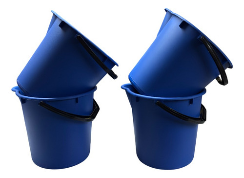 4 Pack De Cubetas De 13l - Ideal Para El Hogar Azul