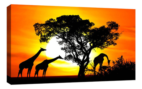 Cuadro Decorativo Canvas Moderno Girafas En La Selva Color Girafas En La Selva 1 Armazón Natural