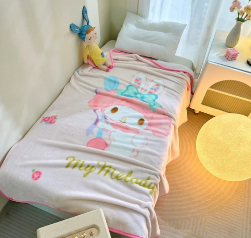 Manta Frizada Sanrio Original Blanco Liso