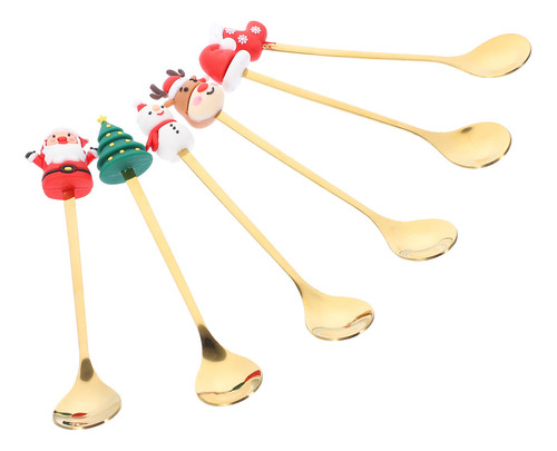 Juego De Cucharas De Café Navideñas Con Forma De Árbol Peque