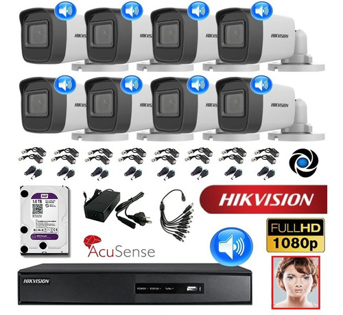 Imagen 4 de 10 de Kit Hikvision Dvr 8ch Fullhd 1080p + 8 Camara 2mp Audio +1tb
