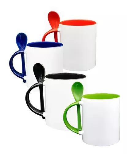 Tazas Con Cuchara Para Sublimar * Color Interior Mayoreo