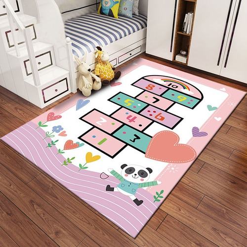 Tapete Belga Kids Quarto Antiderrapante 100x140 Estampado Comprimento 140 cm Cor Tapate Belga Kids Amarelinha Menina 2 Desenho do tecido Estampado Antialérgico Largura 100 cm