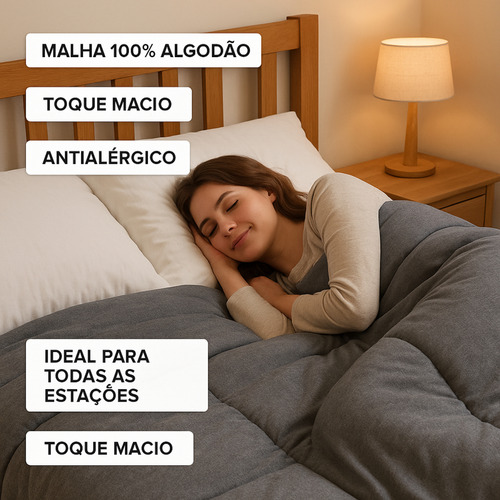 Edredom Casal Queen Extra Macio 100% Algodão Antialérgico