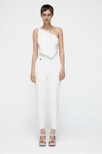 Pantalon De Vestir Dama Blanco Zara Talla M