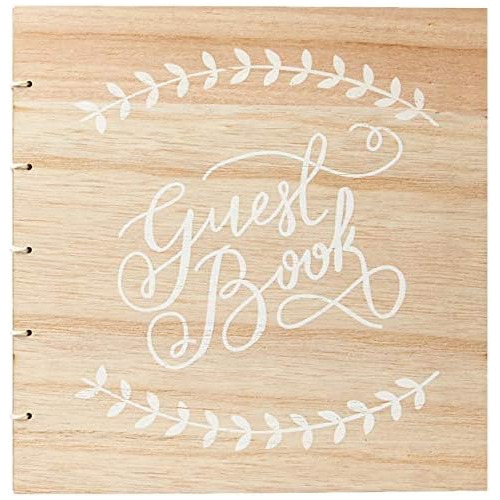 Libro De Visitas De Boda De Madera Fuente Script Blanca...