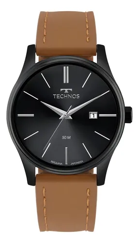 Relógio Technos Steel Preto 42mm Masculino Calendário Resistente 50m