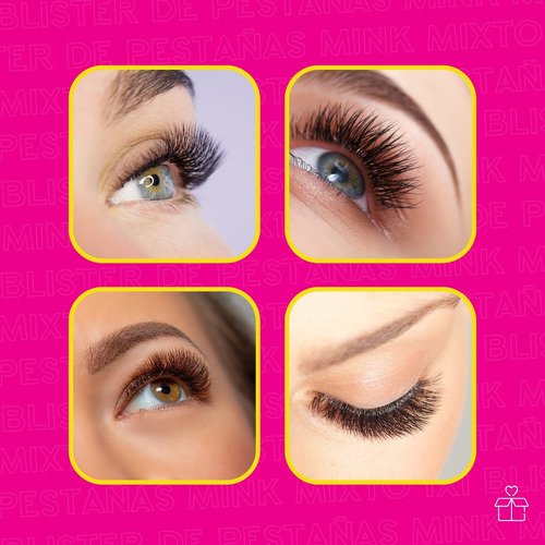 10 Blisters Extensiones Pestañas Mink Mixto 1x1 Mayoreo