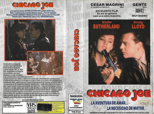 Chicago Joe And The Showgirl Vhs Kiefer Sutherland Emi Lloyd