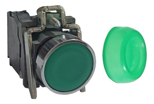 Boton Pulsador Verde Con Capuchon 22mm Verde