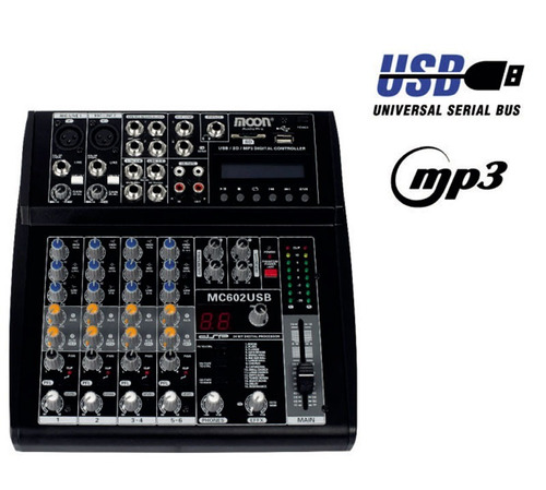 Consola Mixer 6 Canales Moon Mc602 Usb 16 Efectos Cuo