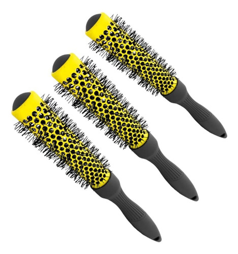 Cepillo Brushing Térmico Ionízado Har Bee 34mm Talle M X3 Color Amarillo