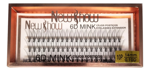 10 Cilios Tufinho 10p 6d Mink Russo New Show Cílios Postiços Comprimento 14 Mm Cor Preto Espessura 0.1 Mm Tamanho 14mm Tipo De Curvatura D