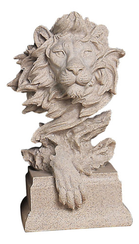 Majestuosa Escultura De León: Decoración De Escritorio De