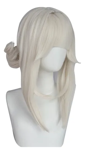 .1 Peluca Larga Recta De Conejo Blanco Platino For Cosplay