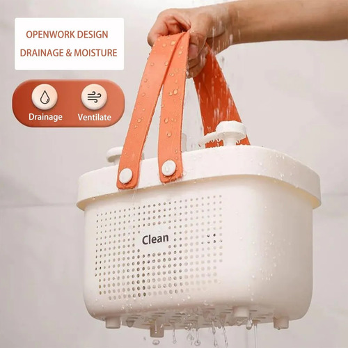 Hu Y Canastas Ducha De Plástico Con Asas De Silicona,