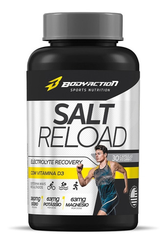 Salt Reload 30 Cápsulas Sal Premium Hidratação - Bodyaction Sabor Sem sabor