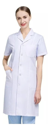 Chaqueta De Médico Blanca Fina De Manga Corta Para Mujer